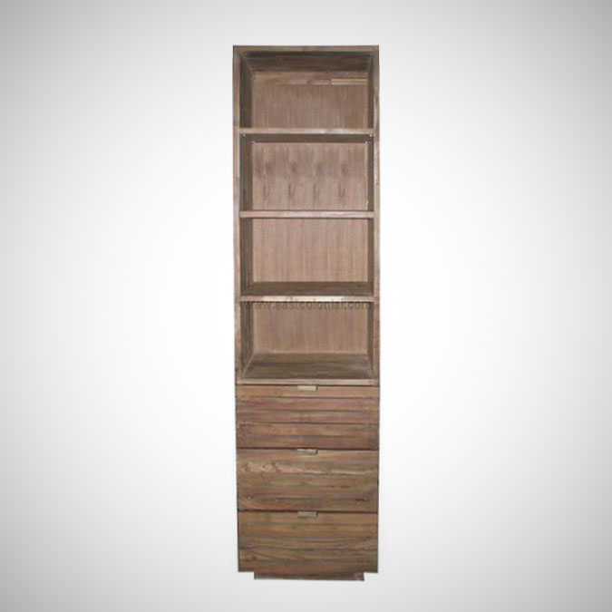 Slat Bathroom Cupboard 3 Drawers Open Rack