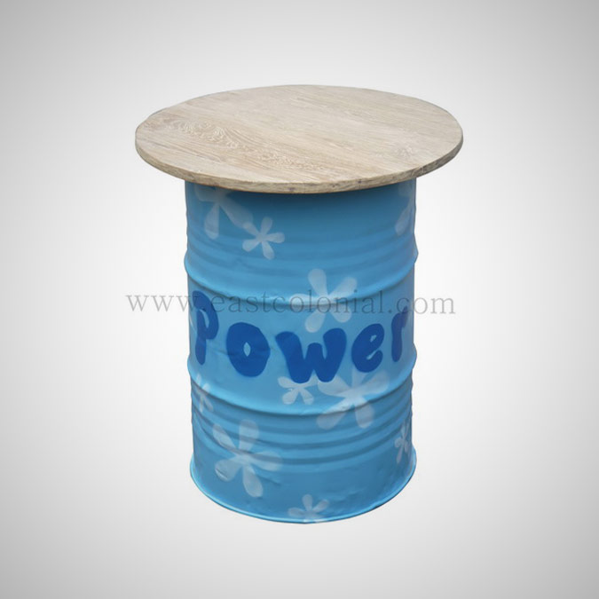 Barrel Bar Table Blue