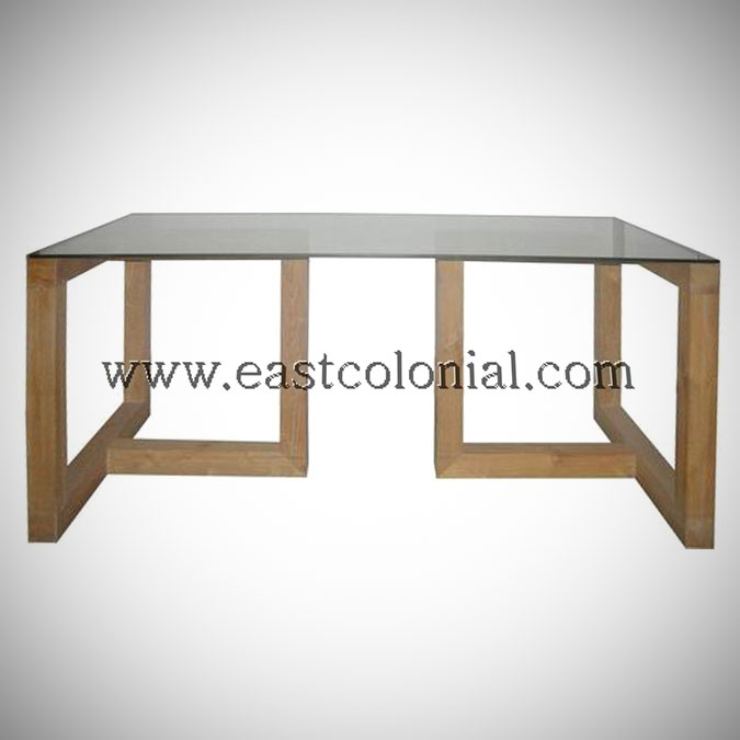 Linear Dining Table with Glass Top Large