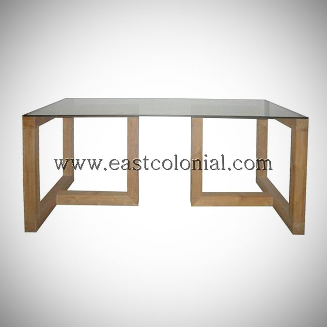 Linear Dining Table with Glass Top Medium