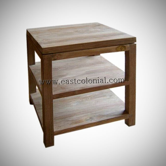 Solo End Table Square Small w 2 Shelves
