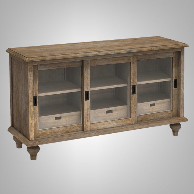 Loraine Chest 2 Sliding Doors with 3 Drawers Inside