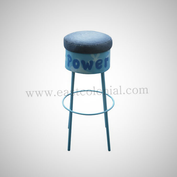 Barrel Bar Stool Blue