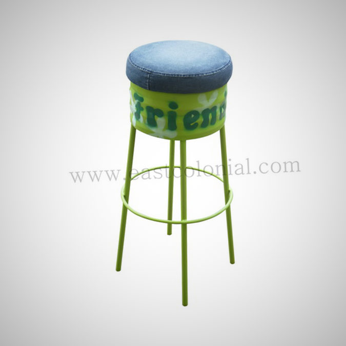 Barrel Bar Stool Green