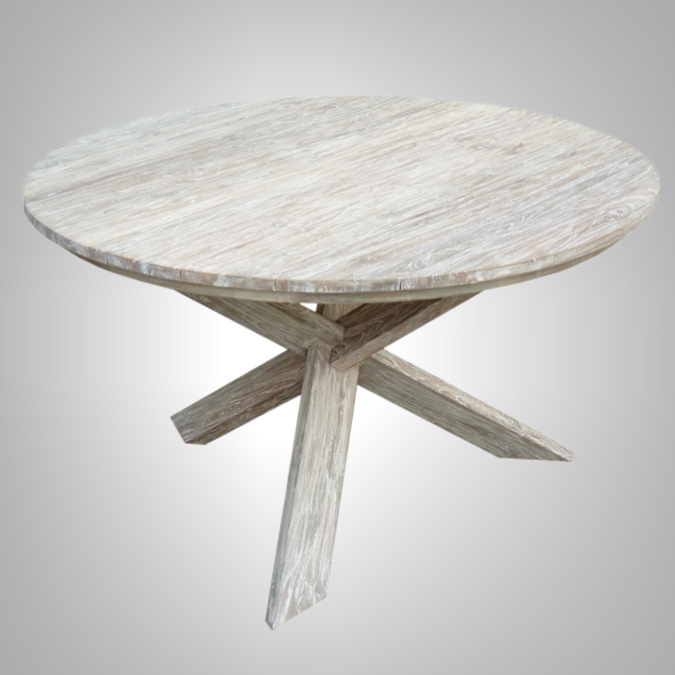 Trestle Round Table White Wash